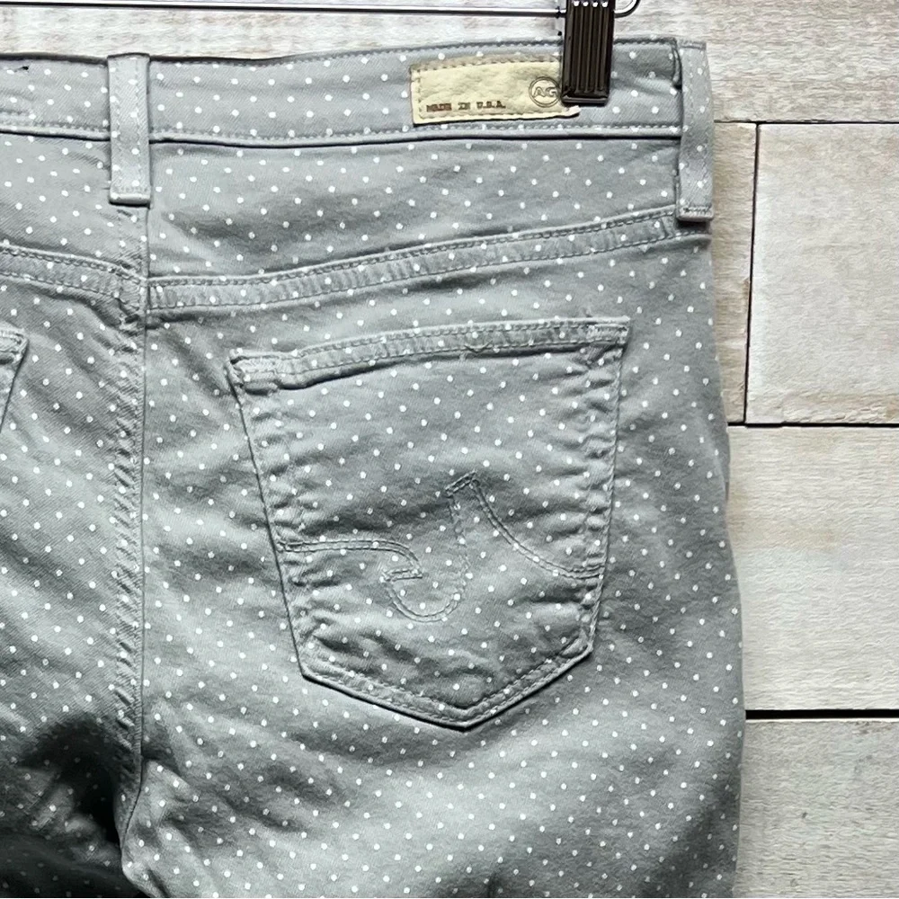 AG Adriano Goldschmied Jeans Womens 27 Stevie Ankle Slim Straight Gray Polka Dot